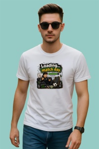 Tricou Loading Match Day Suporter Fotbal Amuzant, din bumbac 100% , tricou alb pentru Copii | Dama | Barbat