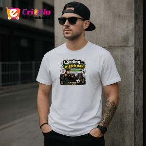 Tricou Loading Match Day Suporter Fotbal Amuzant, din bumbac 100% , tricou alb pentru Copii | Dama | Barbat - Img 9