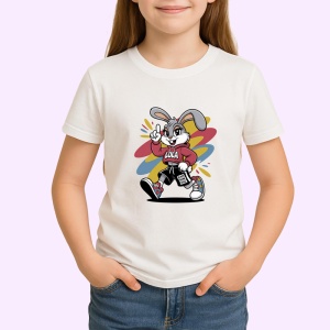 Tricou Lola stil sportiv cu hanorac rosu si sneakers pe fundal abstract Copii | Dama | Barbat Barbat - Img 3