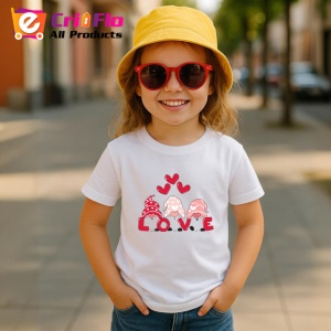 Tricou Love Gnomi Indragostiti Inimi Rosii, din bumbac 100% , tricou alb pentru Copii | Dama | Barbat - Img 5