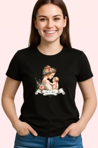 Tricou Love Mama Ilustratie, din bumbac 100%, tricou negru, Dama | Barbat - Img 2