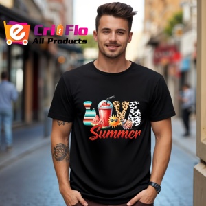 Tricou LOVE Summer cu bautura, scoici si ochelari de soare Copii | Dama | Barbat Barbat - Img 17