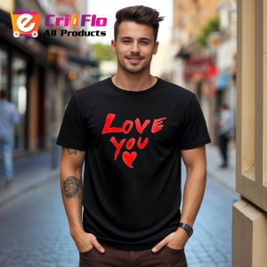 Tricou Love You, din bumbac 100%, tricou negru, Dama | Barbat - Img 3