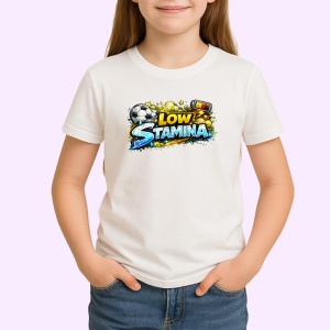 Tricou Low Stamina Minge Fotbal Obosita Amuzant, din bumbac 100% , tricou alb pentru Copii | Dama | Barbat - Img 2