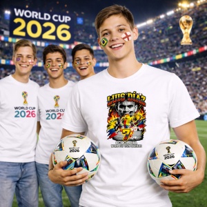 Tricou Luis Diaz Colombia World Cup Fifa 2026, din bumbac 100%, tricou alb, Copii | Dama | Barbat - Img 7