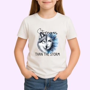 Tricou Lup si femeie blanda dar puternica mesaj stronger than the storm Copii | Dama | Barbat Barbat - Img 4