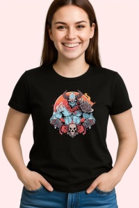 Tricou Luptator Demon Gri Cu Coarne Stil Graffiti, din bumbac 100%, tricou negru Copii | Dama | Barbat