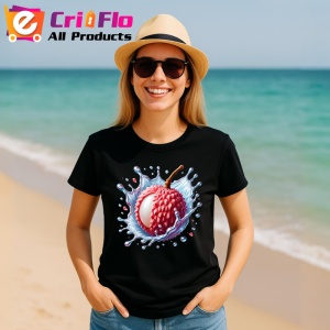 Tricou Lychee si valuri dulci, Fructe, Copii | Dama, culoare negru - Img 11