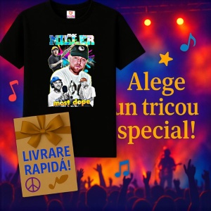 Tricou Mac Miller - Tricou alb, fundal colorat, muzica Not Applicable, Dama | Barbat | Copii, Culoare Negru - Img 7