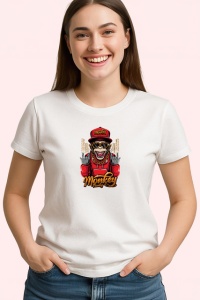 Tricou Maimuta Cool Haine Rosii Stil Urban V1, din bumbac 100% , tricou alb pentru Copii | Dama | Barbat - Img 2