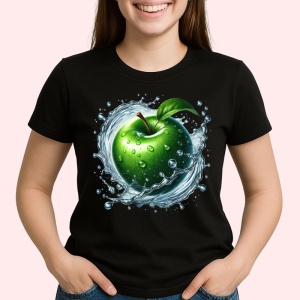 Tricou Mar verde si val de prospetime, Fructe, Copii | Dama, culoare negru - Img 2