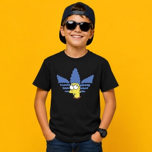 Tricou Marge Simpson Blue Hair Logo Urban Cartoon Aesthetic, din bumbac 100%, tricou negru, Copii | Dama | Barbat - Img 3