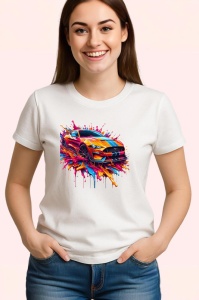 Tricou Masina de curse in miscare graffiti colorat Copii | Dama | Barbat - Img 3