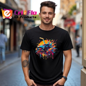 Tricou Masina sport moderna in valuri de culoare Copii | Dama | Barbat, culoare negru