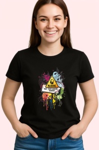 Tricou May Start Talking Pizza Warning, Copii | Dama | Barbat, culoare negru - Img 3