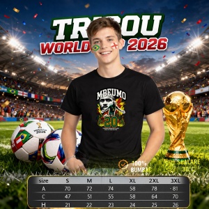 Tricou Mbeumo Cameroon World Cup Fifa 2026, din bumbac 100%, tricou negru, Copii | Dama | Barbat - Img 6