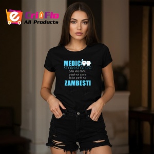 Tricou Medic Stomatolog Sau Motivul Pentru Care Inca Poti Sa Zambesti, din bumbac 100%, tricou negru, Dama | Barbat - Img 5