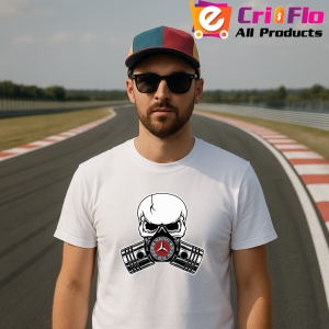 Tricou Mercedes Skull Pistons | Unisex Dama si Barbat - Img 2