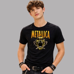 Tricou Metallica Logo Craniu Monstru, din bumbac 100%, tricou negru, Dama | Barbat - Img 2
