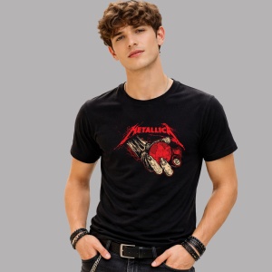 Tricou Metallica Mana Cu Inima, din bumbac 100%, tricou negru, Dama | Barbat