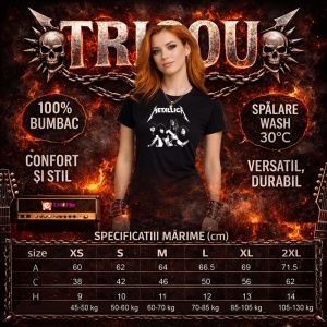 Tricou Metallica Poza Clasica Trupa, din bumbac 100%, tricou negru, Dama | Barbat - Img 5