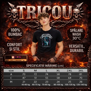 Tricou Metallica Ride The Lightning Cutie Album, din bumbac 100%, tricou negru, Dama | Barbat - Img 3