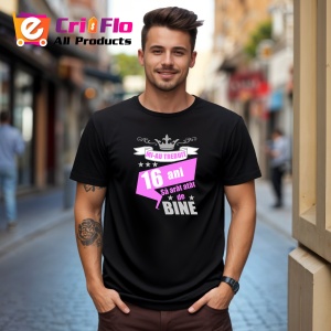 Tricou Mi Au Trebuit 16 Ani Bine, din bumbac 100%, tricou negru, Dama | Barbat