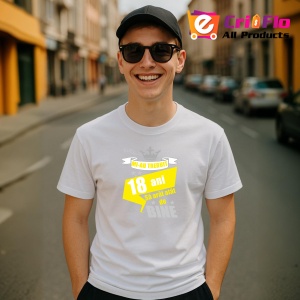 Tricou Mi Au Trebuit 18 Ani Bine Galben, din bumbac 100%, tricou alb, Dama | Barbat - Img 4