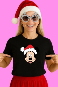 Tricou Mickey Chip Fericit Craciun, din bumbac 100% Copii | Dama | Barbat - Img 3