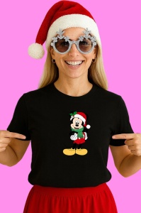 Tricou Mickey Cu Fular Verde Si Caciula, din bumbac 100% Copii | Dama | Barbat - Img 3
