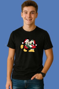 Tricou Mickey Si Minnie Sarut De Craciun, din bumbac 100% Copii | Dama | Barbat - Img 2