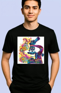 Tricou Microscop colorat stil graffiti desen digital Copii | Dama | Barbat, culoare negru - Img 2