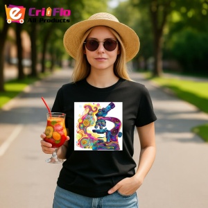 Tricou Microscop colorat stil graffiti desen digital Copii | Dama | Barbat, culoare negru - Img 7