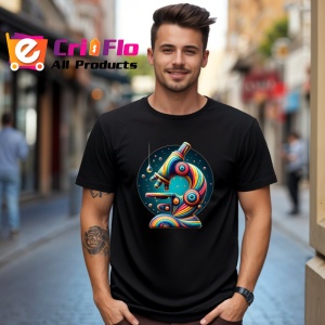Tricou Microscop futurist in stil pop colorat Copii | Dama | Barbat, culoare negru - Img 6