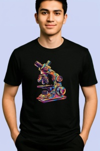 Tricou Microscop vintage in culori psihedelice fundal alb Copii | Dama | Barbat, culoare negru - Img 2