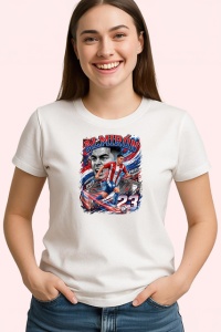 Tricou Miguel Almiron Paraguay Mijlocas Fotbal, din bumbac 100% , tricou alb pentru Copii | Dama | Barbat - Img 2