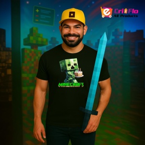 Tricou Minecraft Creeper Cu Tort Tricou Negru Copii | Dama | Barbat - Img 5