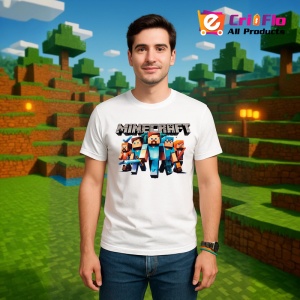 Tricou Minecraft Echipa Steve Tricou Alb Copii | Dama | Barbat - Img 1