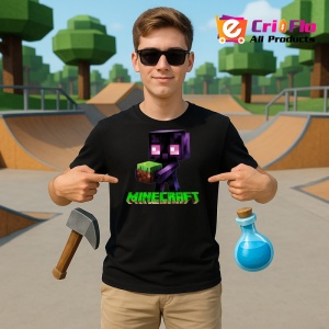 Tricou Minecraft Enderman Clasic Tricou Negru Copii | Dama | Barbat - Img 2