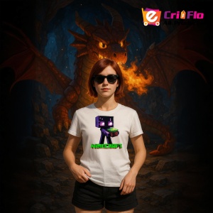 Tricou Minecraft Enderman Umbra Tricou Alb Copii | Dama | Barbat - Img 9