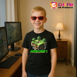Tricou Minecraft Insula Zburatoare Tricou Negru Copii | Dama | Barbat - Img 8