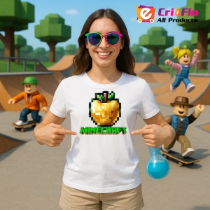 Tricou Minecraft Marul De Aur Tricou Alb Copii | Dama | Barbat - Img 3