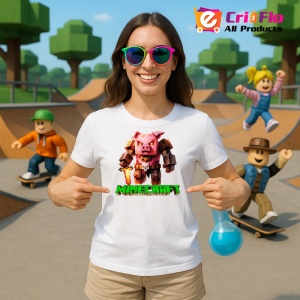Tricou Minecraft Porcul De Foc Tricou Alb Copii | Dama | Barbat - Img 3