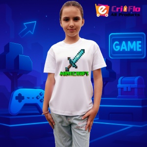 Tricou Minecraft Sabia Diamant Tricou Alb Copii | Dama | Barbat - Img 2