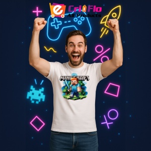 Tricou Minecraft Steve Cu Sabie Tricou Alb Copii | Dama | Barbat - Img 4