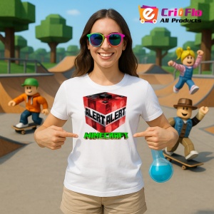 Tricou Minecraft TNT Alert Tricou Alb Copii | Dama | Barbat - Img 3