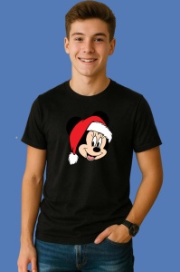 Tricou Minnie Cu Caciula Rosie Craciun, din bumbac 100% Copii | Dama | Barbat - Img 2