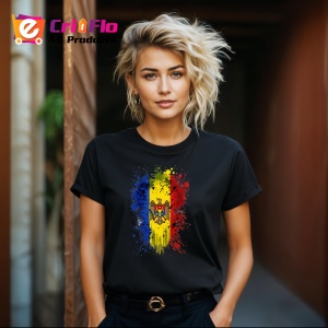 Tricou Moldova Steag Splash Art, Copii | Dama | Barbat, culoare negru - Img 12
