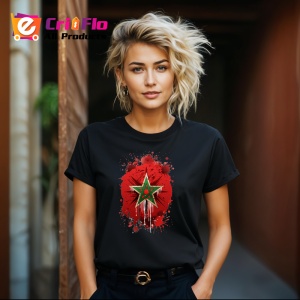 Tricou Morocco Steag Splash Art, Copii | Dama | Barbat, culoare negru