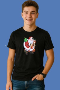 Tricou Mos Craciun Si Cadouri, din bumbac 100% Copii | Dama | Barbat - Img 3